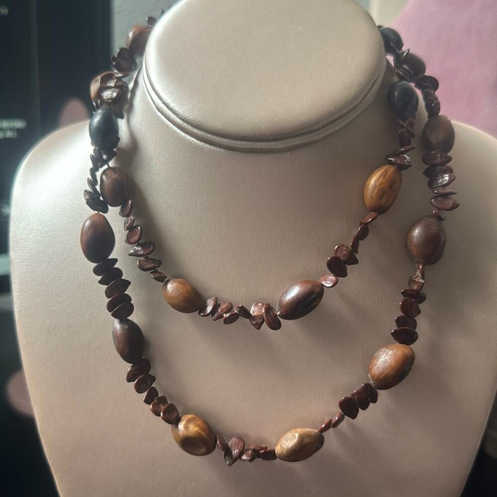 Two vintage Hawaiian Kukui nut and seed necklaces.